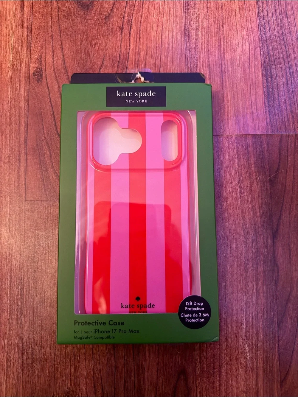 kate spade Pink two tone Striped iPhone Case 17 pro max